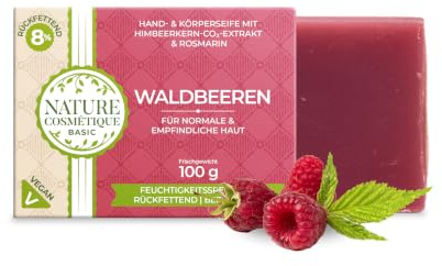 Nature Cosmétique® Basic Hand- & Körperseife WALDBEEREN (fruchtig, süßlich) – feuchtigkeitsspendende, rückfettende Naturseife für normale & empfindliche Haut – vegan & palmölfrei, plastikfrei
