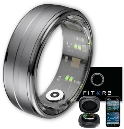 Fitorb Smart Ring Pro - Das Original. High-Tech Fitness- & Gesundheitsring, Schlafanalyse, 24/7 Aktivitätstracking. Temperaturmessung, Stress. Proberinge. (Saturn, Grau, 18,3 mm (8))