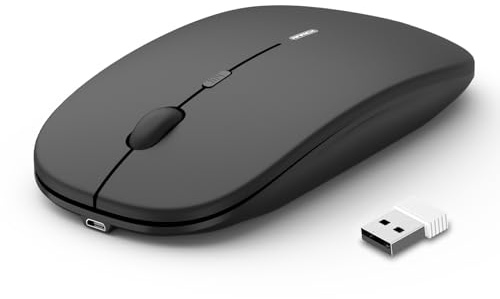 Anmck Kabellose Maus, Ergonomische Wiederaufladbare Funkmaus, Leise 3D USB Mini Optische Funk Maus, 1600 DPI, Ultra DüNne Tragbare Leichte Maus FüR Laptop Computer Pc