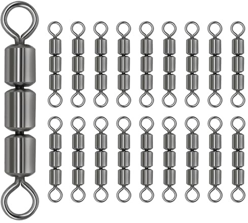 ANBOO 20 x Wirbel Angeln, Dreifachwirbel Angeln, Dreifachwirbel Angeln Forelle, 3fach Wirbel Angeln, Angelzubehör Wirbel, Kugellager Wirbel Angeln Zubehör, Fishing Angelwirbel Set