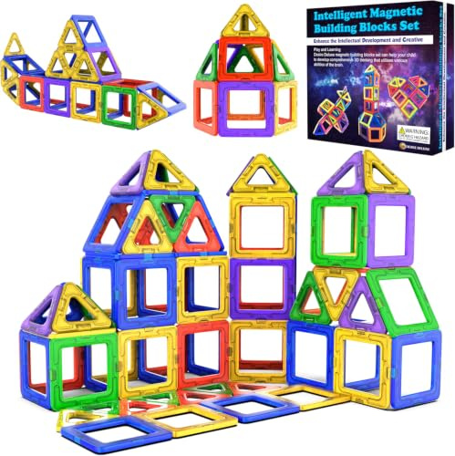 Magnetische Kachel-Bausteine Spielzeug – STEM Pädagogische Magnetblöcke für Kinder, Kreatives Vorschul-Lernen Sensorik Montessori Magnetspielzeug für Jungen & Mädchen ab 3 Jahren – 40 Stück