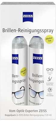 ZEISS Brillen-Reinigungs-Spray Doppelpack mit 2x 120ml Inhalt zur schonenden & gründlichen Reinigung Ihrer Brillengläser - alkoholfrei