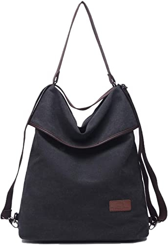 Travistar Damen Canvas Schultertasche Rucksack Groß Handtasche Vintage Damen umhängetasche Anti Diebstahl Tasche Damen Hobo Tasche für Alltag Büro Schule Ausflug Einkauf