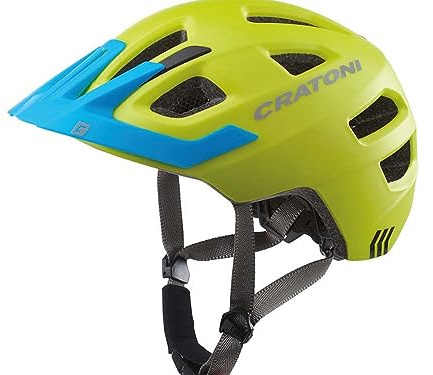 Cratoni Kinderhelm Maxster Pro Fahrradhelm Kinderhelm Jugendhelm mit Rücklicht, Lime Blue, S/M