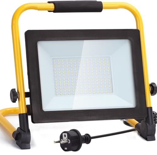 Aigostar LED Baustrahler 100W 8800LM (Ersetzt 880W),LED Arbeitsleuchte mit Stecker,Wasserdichtes Arbeitsscheinwerfer Bauscheinwerfer,für Werkstatt oder Baustelle,Garage, 6500K Tageslichtweiß