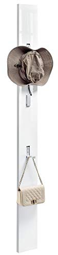 [en.casa] Wandgarderobe Hansnes 165 cm Weiß mit 3 ausklappbaren Kleiderhaken Elegante Flurgarderobe Platzsparende Hakenleiste Garderobenpaneel Hochglanz