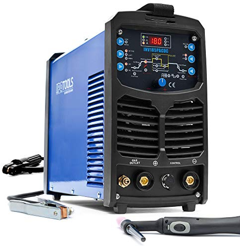 IPOTOOLS INV185PACDC WIG Schweißgerät AC DC Schweissgerät mit 180 Amper Volldigitales Inverterschweißgerät Inkl HF-Zündung, Pulsfunktion, Aluminium Schweißen, MMA, IGBT, 7 Jahre Garantie