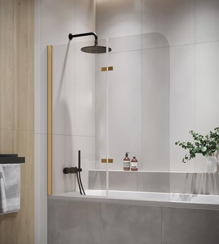 Badewanne Austin Gold 5mm mit Nanobeschichtung 120 x 140cm Duschwand Duschabtrennung Badewannenaufsatz