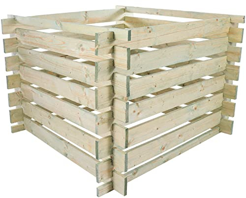 Komposter aus Holz, 2 Stück, 100x100x70cm, 480l Fassungsvermögen, Stecksystem Bausatz, kesseldruckimprägniert - Steckkomposter, Holzkomposter, ideal für Ihren Garten (Holz, 100x100x70cm - 2 Stück)