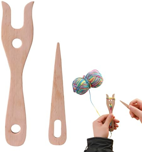 2 Stück Strickgabel,Strickgabel Für Kinder,Strickmaschine,Stricken für Kinder,Kinder Gabel,Holzgabeln,Strick Pferd.