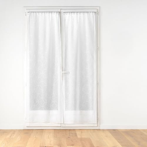 Douceur d'Intérieur, Olympia Gardine, gerade, 2 x 70 x 200 cm, Weiß, sandgestrahlt, Bestickt