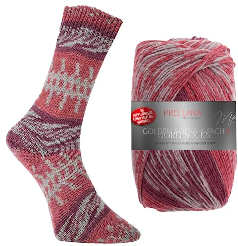 Pro Lana Fjord Socks Farbe 193, Sockenwolle musterbildend, Wolle Norwegermuster zum Stricken, 100g, 400m