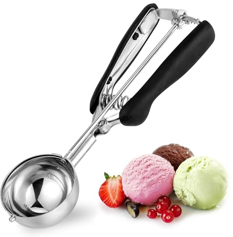 TJ POP Eisportionierer 6 cm, Edelstahl Groß Eiskugelportioniere mit Auslöser, Eislöffel Portionierer für Groß Eiskugeln, Fleischbällchen und Kartoffelpüree