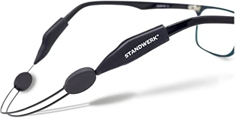 STANDWERK® Brillenband – Extrem zuverlässiges Sportbrillenband für Damen, Kinder, Herren – Brillenhalter geeignet für Sport & Freizeit – Brillenzubehör I Normale Länge (Schwarz)