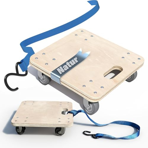 youkzuan Rollbrett mit Zugseil 30×30 cm | Schwerlast-Transportroller 200 kg Tragkraft | Möbelroller & Pflanzenroller für Möbel, Kisten & Pflanzkübel | Transportbrett mit Rollen | Umzugsroller