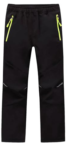 MEILONGER Jungen Mädchen Schneehose Skihose Wanderhose Wasserdicht Softshellhose Outdoorhose Winddicht Warm Snowboardhose Kinder Winter Trekkinghose (Schwarz 164-170)