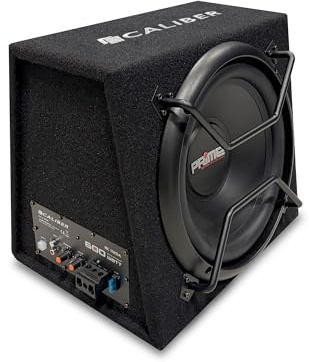 Caliber Subwoofer Aktiv Set für Auto - 12 Zoll Bassbox mit Verstärker 600W Spitzenleistung, 200W RMS - Active Autolautsprecher Set inkl. Endstufe für Autoradio - Kraftvoller Bass für Car - Schwarz