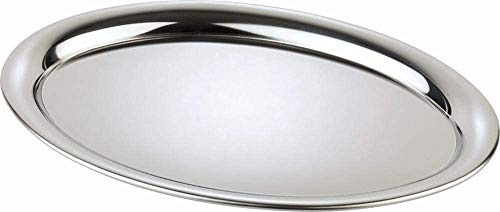 APS Serviertablett „Kaffeehaus“, klassisches Wiener Kaffeehaus Tablett, Edelstahl Tablett, hochglanzpoliert, oval, Rand eingerollt, 26,5 x 19 cm, 0,5 cm Höhe