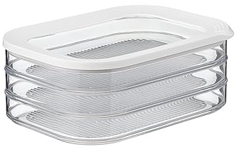 Mepal - Vorratsbehälter Wurstwaren Modula 3-lagig - Kühlschrank - Vorratsbox mit Deckel - Geeignet zur Aufbewahrung von Fleischprodukten - 3 Separate Kühlschrank - Vorratsboxen - 1650 ml - White