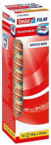 tesa tesafilm transparent - Transparentes Klebeband mit starker Haftung - alterungsbeständig und reißfest - 10 m x 19 mm - 8er Pack