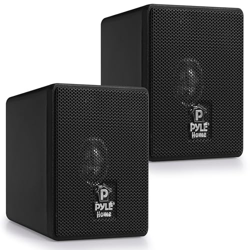 Pyle Regal- Lautsprecher, Passive Bookshelf Speakers, 9cm Stereo Lautsprecher, 100W 2x Computerlautsprecher mit 4 Ohm Impedanz, Mini Soundsystem, Lautsprecher ideal für Studio & Heimkino, Schwarz