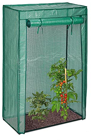 Relaxdays Tomatengewächshaus, Garten & Balkon, Foliengewächshaus Tomaten, HBT: 150x100x50 cm, Stahl & PE-Folie, grün