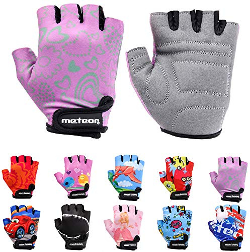 Meteor Unisex Kinder Fahrradhandschuhe Bike - Gel BMX Handschuhe, FLOWER, Gr.-Jr XS/ Handweite- 6-6.5cm