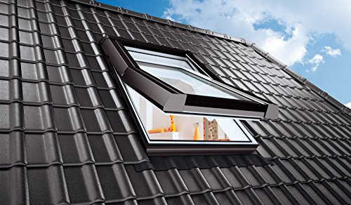 AFG Schweiz Skylight Kunststoff Dachfenster PVC 55 x 98 mit Eindeckrahmen Schwingfenster Dachflächenfenster