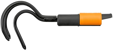 Fiskars Grubber, Gerätekopf, Länge: 33 cm, Breite: 9 cm, Karbonstahl-Zinken, Schwarz/Orange, QuikFit, 1000685