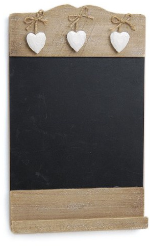 TEMPELWELT Landhaus Memotafel mit Deko Herzchen zur Beschriftung mit Kreide, 24cm x 38cm Küchentafel Kreidetafel zum Hängen