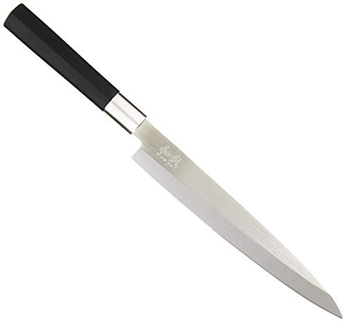 KAI Wasabi Black Yanagiba 21,0 cm Klingenlänge - rostfreier 6A/1K6 Edelstahl poliert 58 (±1) HRC - schwarzer Polypropylen Griff - Sushi Messer Sashimi Messer - Made in Japan