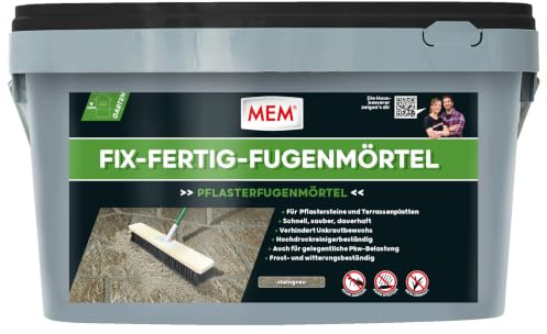 MEM Fix-Fertig-Fugenmörtel Steingrau – 25 kg – Pflasterfugenmörtel | Gebrauchsfertig – Für Pflaster, Naturstein & Klinker – Wasserdurchlässig – Abriebsfest – Frost- & Witterungsbeständig