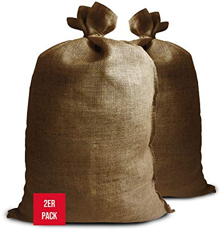 NOOR PREMIUM Jutesäcke 2er Pack Gr. M 65 x 115 cm - 2x Multifunktionaler Jutesack - Winterschutz für Topf- & Kübelpflanzen - Frostschutz für Pflanzen zur Überwinterung Ökosack - Gartensack Natur