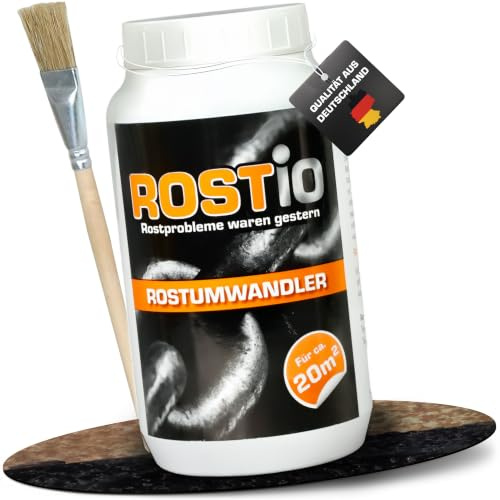 Rostio Rostumwandler 1L – Rostentferner – Rostkonverter & Grundierung – für Auto, Stahl & Eisen – kein Abwaschen – überlackierbar nach 6–8 h – ergiebig bis 20 m²