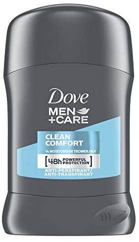 Dove for Men Plus Care Clean Comfort Stick Anti-Transpirant/Deodorant, 50 ml, Pack of 6