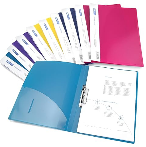 Rapesco 0793 Lochlose Klemmhefter, A4, Sortierte Farben, 10er-Pack