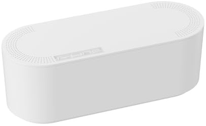 D-Line Kabelbox, Steckdosenleiste verstecken, Kabelmanagement für Schreibtische, TV-Kabel organisieren – 325mm (L) x 125mm (B) x 115mm (H) – Klein, Weiß