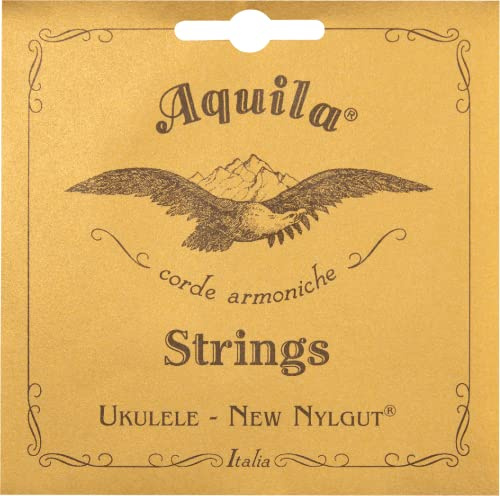 Aquila 4U Aquila Sopran-Ukulele Satz, Standard-Stimmung 4U, New Nylgut,Key of C, GCEA, Saitenlänge 60 cm, beige, 4U Regular GCEA