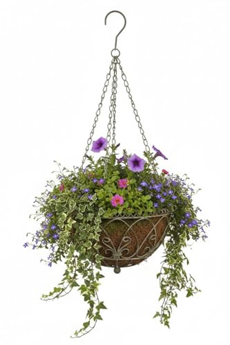 LB H&F Lilienburg Blumenampel Hängekorb Metall Pflanzampel Gartendeko Blumenkorb Pflanzkorb (Ø 30 cm)