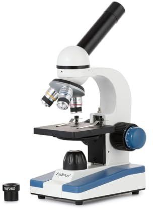 AmScope M150C-I Optische Ganzmetalllinsen Akku-LED-Studentenmikroskop für biologische Verbindungen, 40X-1000X