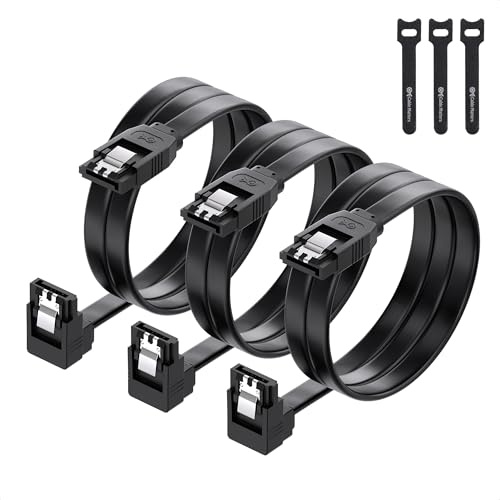 Cable Matters 3er-Pack 90-Grad-Winkel SATA III SATA Kabel, 60 cm, Schwarz | 6Gbps, SATA 3 Kabel, SATA-Kabel SSD, SATA-Kabel, rechtwinklig Daten Kabel, HDD, CD/DVD, Festplatten