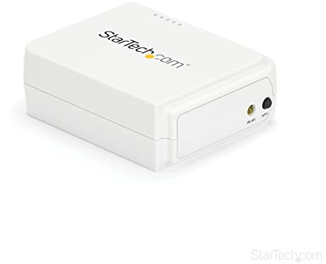 StarTech.com 1 Port USB WLAN 802.11 b/g/n Printserver mit 10/100 Mb/s Ethernet Anschluss - Wireless-N Druckerserver / Print Server