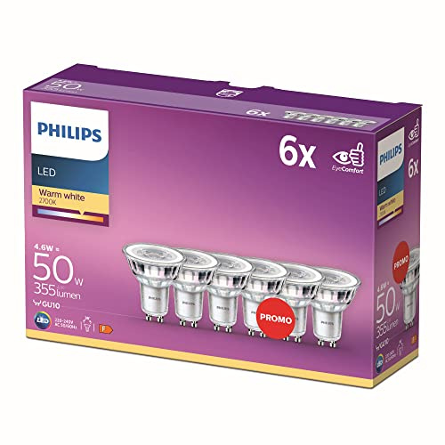 Philips LEDclassic Lampe 50W, GU10, 6-er Pack, warmwei脽 (2700 Kelvin), 355 Lumen, Reflektor