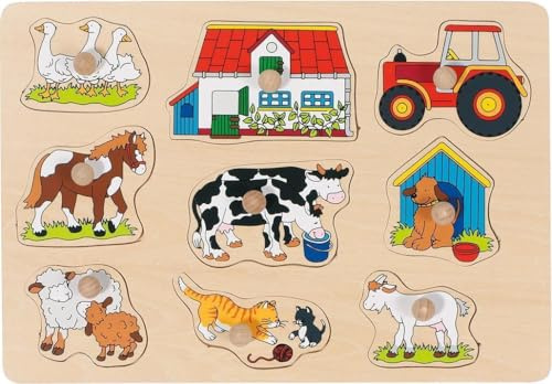 Steckpuzzle Bauernhof I: 30 x 21 x 2,4 cm, Holz, 9 Teile, per Stück