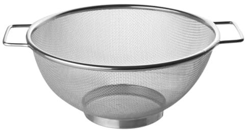 Fackelmann Edelstahl Sieb Ø 26 cm – Feinmaschiger Seiher mit Zwei Griffen, Spülmaschinengeeignet, Silber