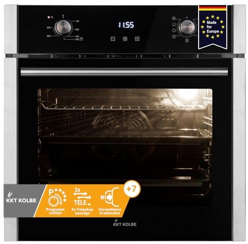 KKT KOLBE Einbaubackofen 60 cm | autark | 70L | 2,8kW | Grill | Umluft | Heißluft | Teleskopauszüge | Automatik-Timer | 2-fach Wärmeschutzverglasung | EB8010ED
