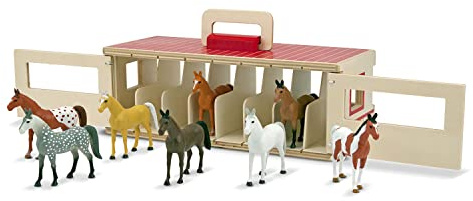 Melissa & Doug - Show-Pferdestall mit 8 Spielpferden - für fantasievolles Rollenspiel, für Kinder ab 3 Jahren