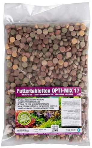 1000 ml (700g) Premium TOP Futtertabletten Opti-Mix 17, Tablettenfutter Mix für Aquarium Zierfische Tabletten