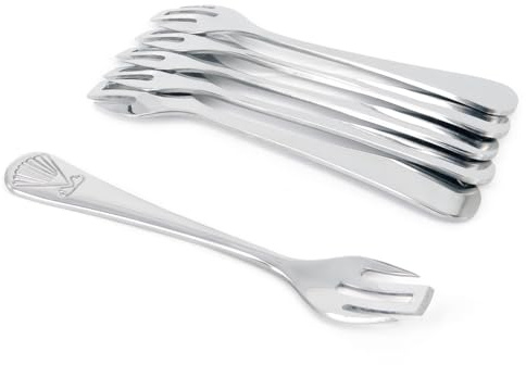 cozydiscount - Austerngabeln aus 18/10 Edelstahl, Mittelzinke in Messerform, 6er-Pack