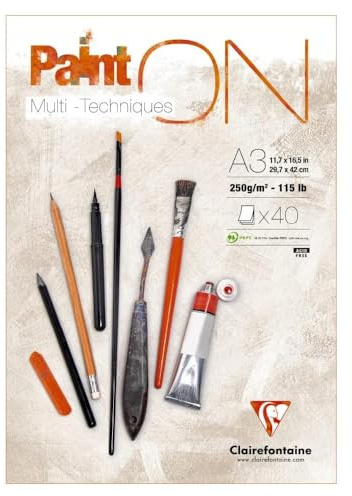 Clairefontaine 96536C Zeichenblock PaintON A3 40 Blatt 250 g Extraweiß